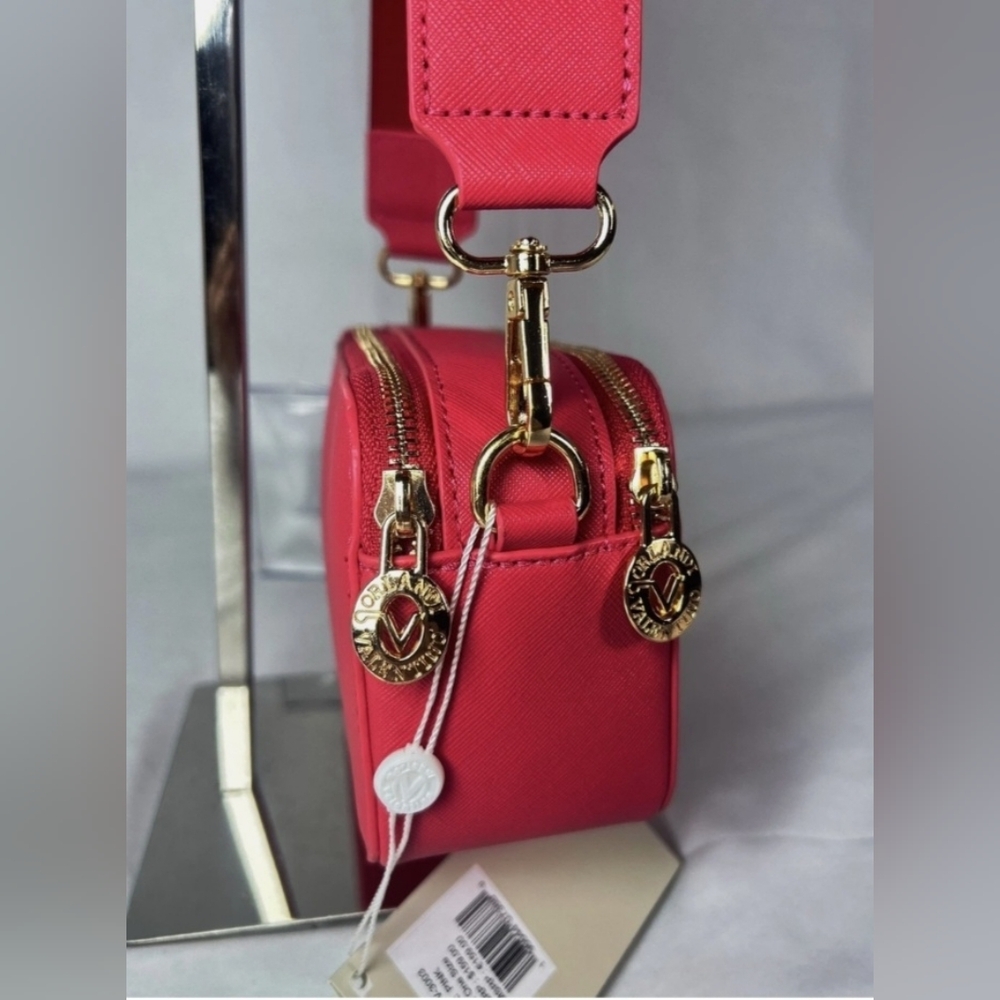 NWT VALENTINO ORLANDI Studded Double Zip Crossbody Camera Bag - Hot Pink - Picture 3 of 9